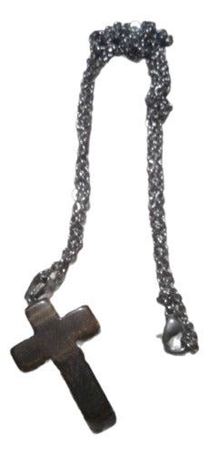 Surgical Steel Chain with Tiger Eye Cross Pendant 0