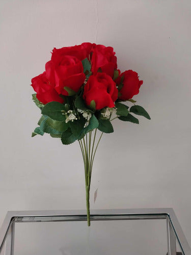 HYF Ramo De 9 Rosas Artificiales Con Hojas 1