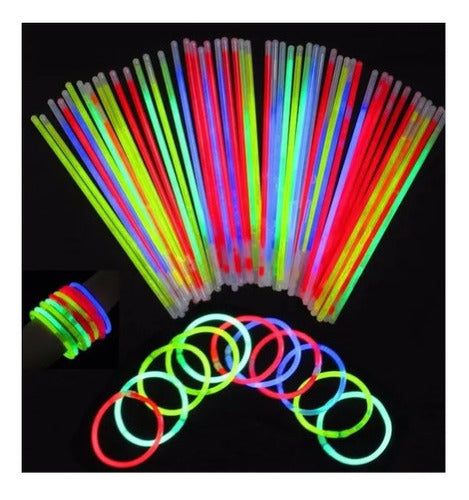 Barras Espuma Led 50 Und + 100 Pulseras Luminosas Cotillon 3