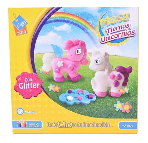 Juego De Masas Tiernos Unicornios Con 3 Potes  2 C/glitter 0