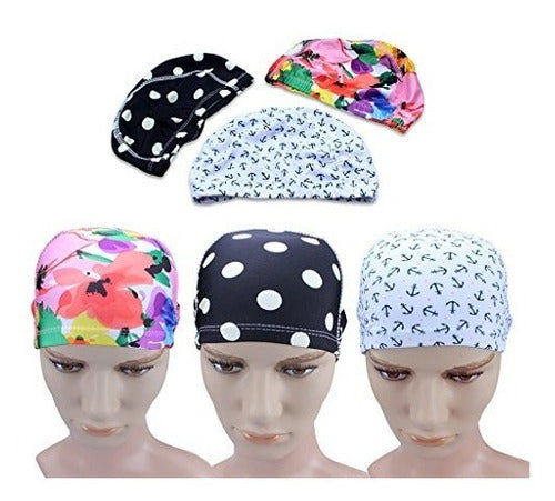 HERMES SHOP 3 Unids Mix Colors Designed Lycra Swimming Cap Hat Bathing Cap 1