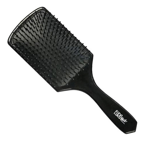 Eurostil Rectangular Paddle Brush with Circular Handle - Black 0