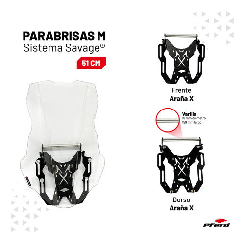 PFERD® TECH Savage® Windshield System 51 Cm for Yamaha Fz25 7