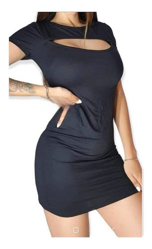 Short Dress with Sexy Open Neckline Detail 7
