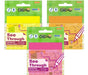 Stick'n Combo of 3 Packs Translucent Sticky Notes 76x76mm 0