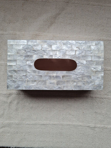 Generic Wooden and Mother of Pearl Tissue Box 1