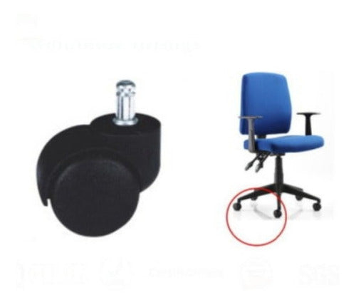 Office Chair Wheels Set of 5 - 50mm Diameter Universal Fit 0