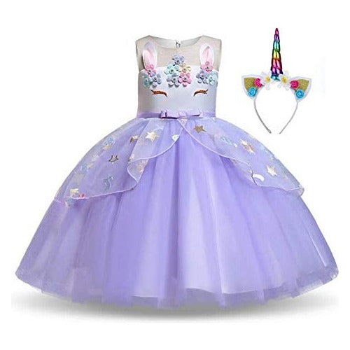 Dress Princess Unicorn Embroidered Tulle + Headband 3