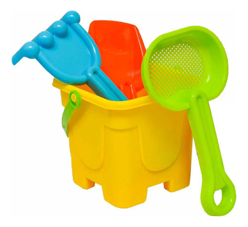 Beach Fun Toy Complete Beach Set: Bucket + Shovel + Rake + Strainer 0