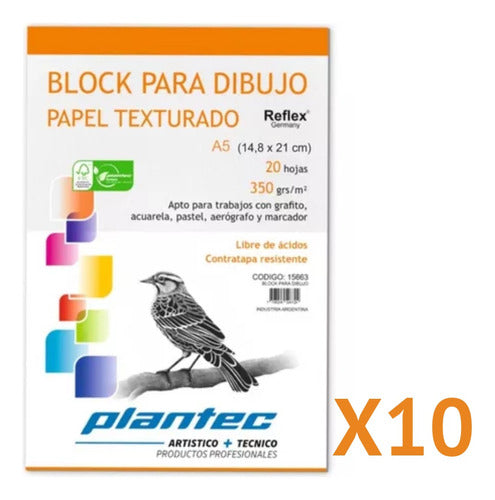 Plantec A5 Drawing Blocks - 10 Pack 20 Sheets 350g 15663 1