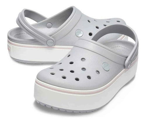 Crocs Original Crocband Platform Clog - Gray with Pink 2