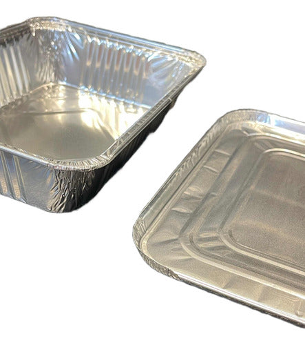 PS Aluminium Tray F2100 With Lid For Large School Meal - Pack of 50 1