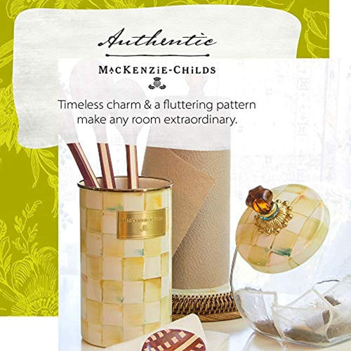 Mackenzie-Childs Utensil Holder with Parchment Check Enamel 1