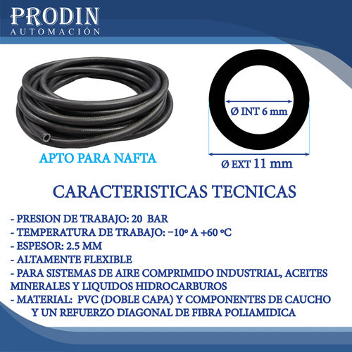 Tecnocom Multipurpose Pressure Hose 6mm 1/4 Pneumatic 10 Meters 1