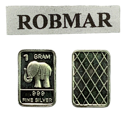 Robmar - Coin N°8 1g. Silver 0.999 - Elephant + 3D Case 1