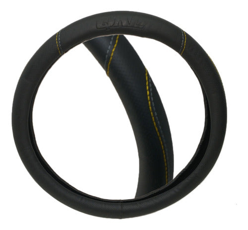 QKL Future Black Steering Wheel Cover 38cm Grey Thread 2