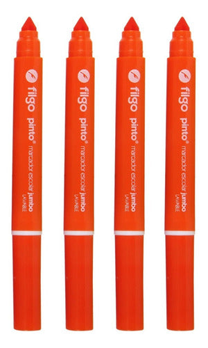 4 Marcador Jumbo Filgo Color Naranja Grueso Fino Fibras 0