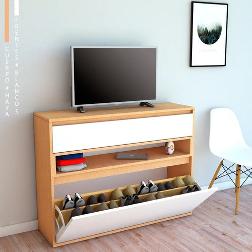 Shoe Cabinet Organizer TV Stand with Doors and Drawers 0