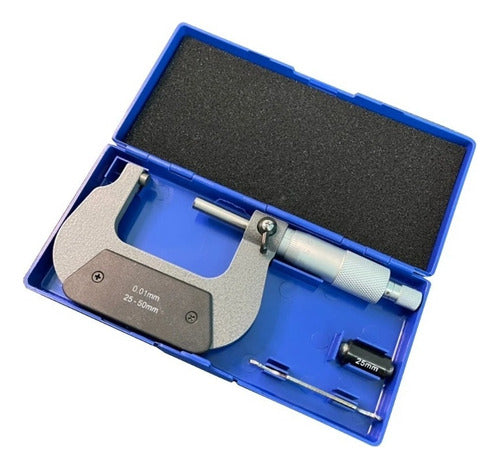 Black Micrometer Medium 25-50mm 0.01mm in Professional Case 0