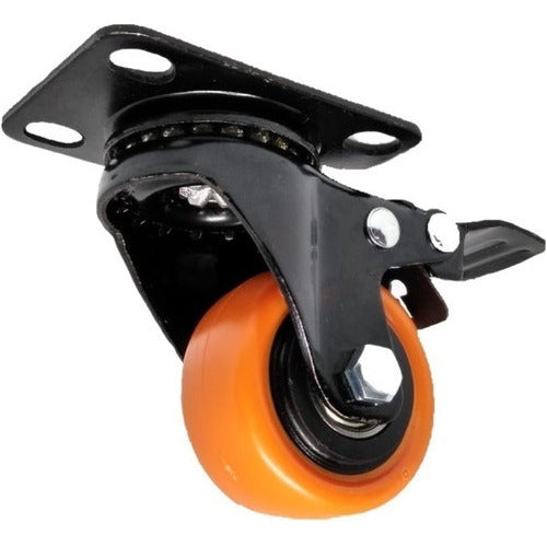 TR 6 Swivel Polyurethane Wheels with Brake 50mm Capacity 180kg 1