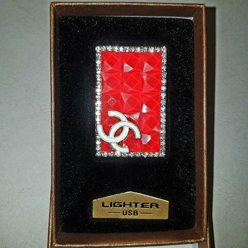 Rechargeable USB Digital Lighter with Stones and Sparkles 7