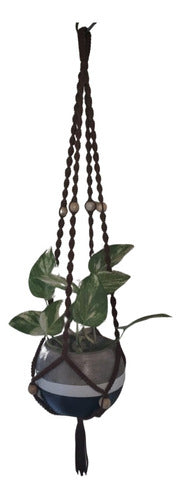 Handmade Macrame Hanging Plant Holder with Wooden Beads 8