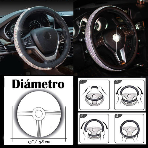 Oregon Steering Wheel Cover 38cm Silver Gloss with Pink 2