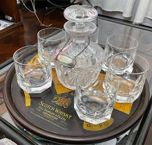 Botellón Para Whisky En Cristal Con 6 Vasos Y Bandeja 5