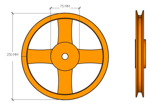 Favero SA Cast Iron Pulley for Series B Belt 250mm 1 Channel 3