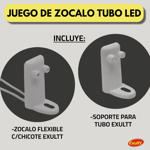 Exultt Combo Zocalo Tubo Led Flexible Chicote + Soporte X10 1