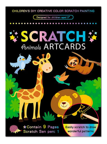 Juego X3 Set Papel Esgrafiado Con 9 Láminas De Animales 0