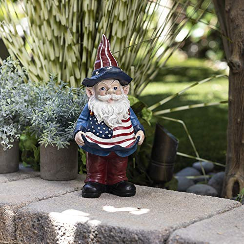 Alpine 12 In Americana Gnome With Contemporary Birdfeeder 12 1