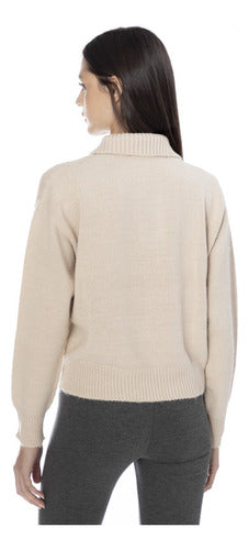 Women's Asterisco DAFNE Sweater with Polo Neck and Metal Zipper 2