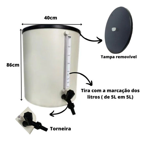 Barrilete Em Pvc Com Torneira Plástica Cap 100 Litros 2