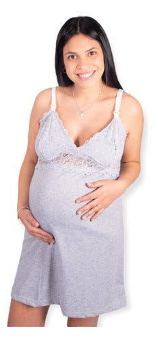 Maternity Nursing Nightgown for Pregnant Women with Lace Detail 0