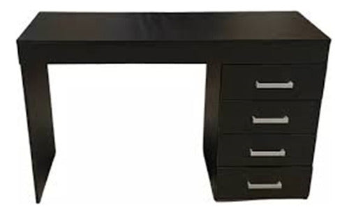 Only Malta Desk with 4 Drawers - Office Rack in Black/White/Tobacco Color 0