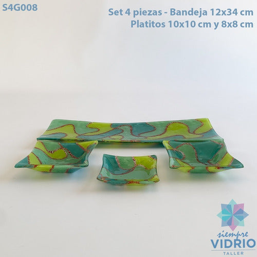 Handcrafted Vitrofusion Set of 4 Snack Trays 1