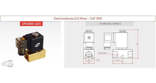 Intor Electro Válvula Diafragma Solenoide. Sin Presión Mínima. 3/8 1