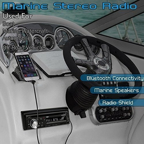 Pyle Bluetooth Marine Stereo Audio Kit [Radio Receiver - Waterproof Speakers] 3