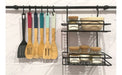 Luperstore Double Black Kitchen Shelf with 6 S Hooks and 60cm Rod 1