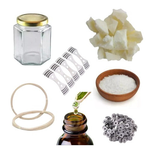 Lua Distribuidora Combo Cera De Soja + Frascos Hexagonal 360cc X5 Para Velas 0