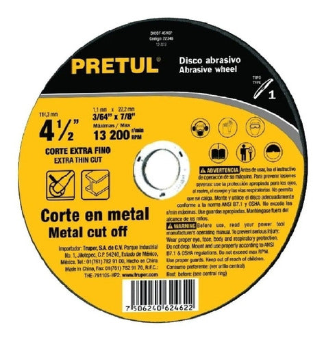 Disco Corte Pretul X 10un 4.1/2 - 1.0mm Ferreteria K37 0