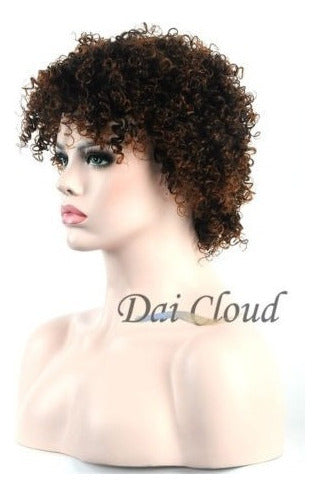 Cosplay Women Short Ruffled Curly Afro Dark Brown Wig 4