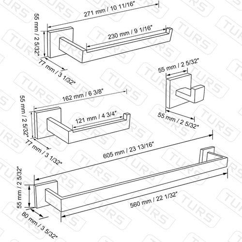 TURS 5-Piece Chrome Bathroom Accessory Set 1