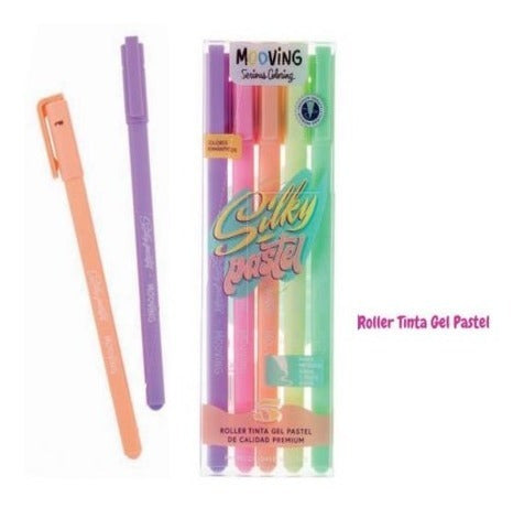 Roller Tinta Gel Pastel Silky Mooving Set X 5 Colores 1