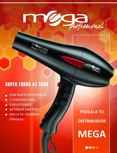 Mega Professional Super Turbo Hair Dryer 2100W 2