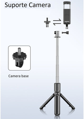 Bastão Tripé 360º Pau De Selfie Bluetooth 3em 1 Celular 4