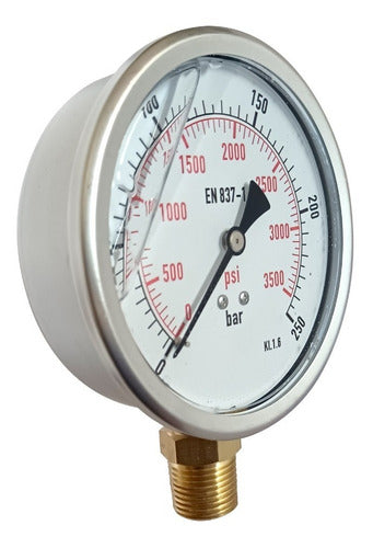 JMG Hidráulica Manometer with Glycerin 0-250 Bar Bottom Connection 63mm 1/4 NPT 4