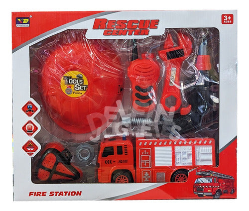 XINYINDAI Mega Firefighter Set with Tools, Helmet, Drill, and Fire Truck 0