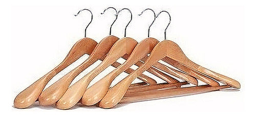 Gugertree Pack 5 Extra Wide Solid Wood Hangers, Strong Hook 0